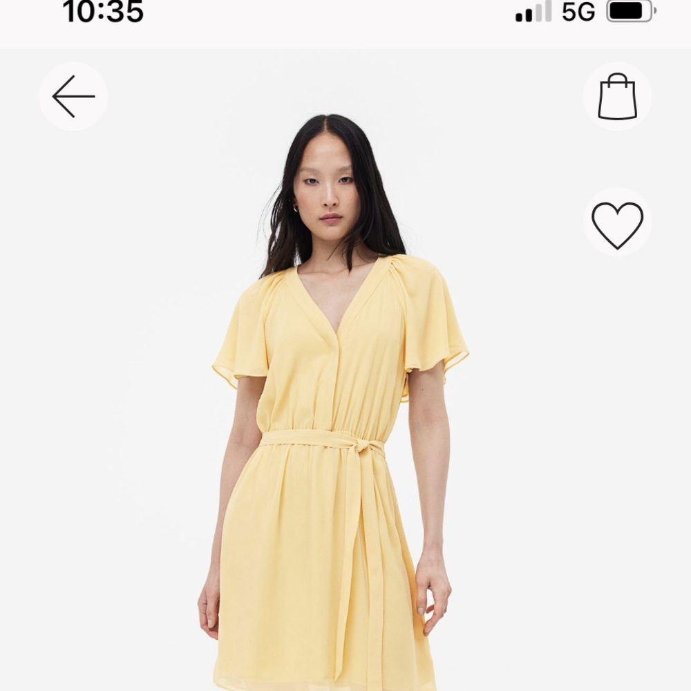 Butter yellow chiffon v neck dress